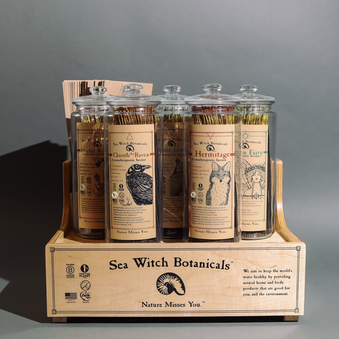 Bulk Incense: Branded Glass Jar for White Lodge sticks