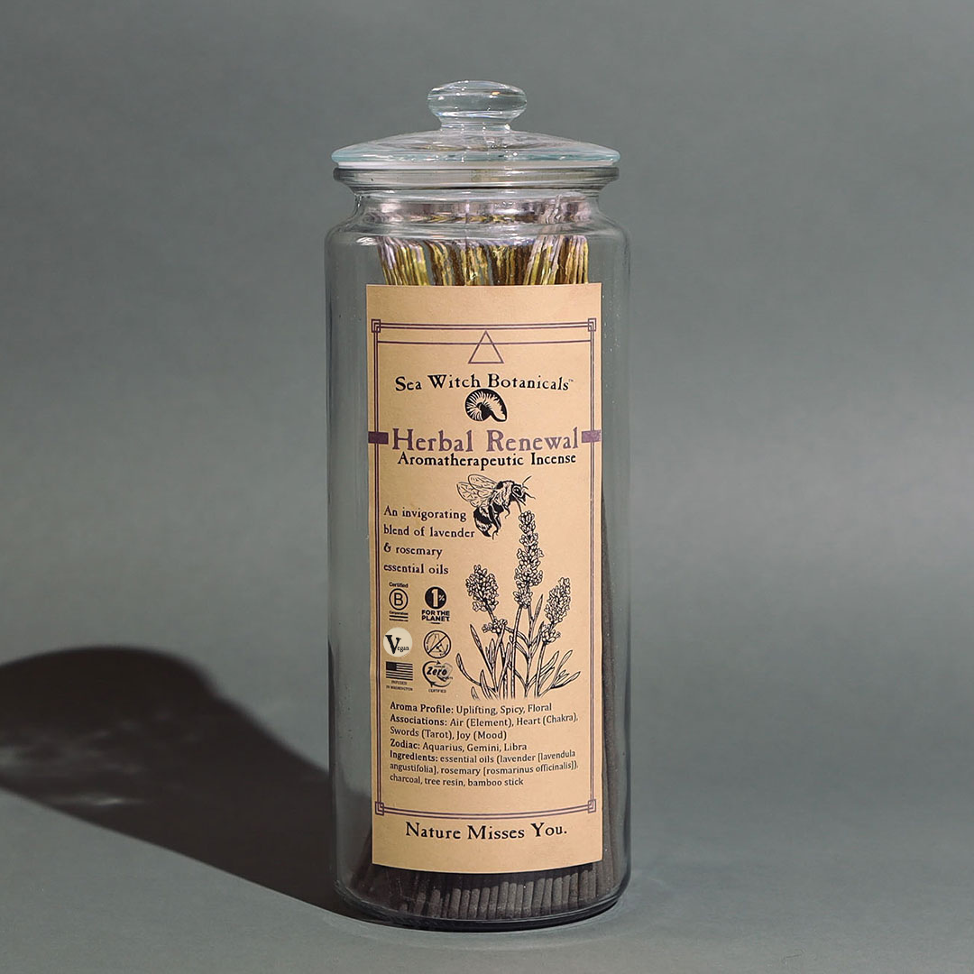 Bulk Incense: Branded Glass Jar for Herbal Renewal sticks
