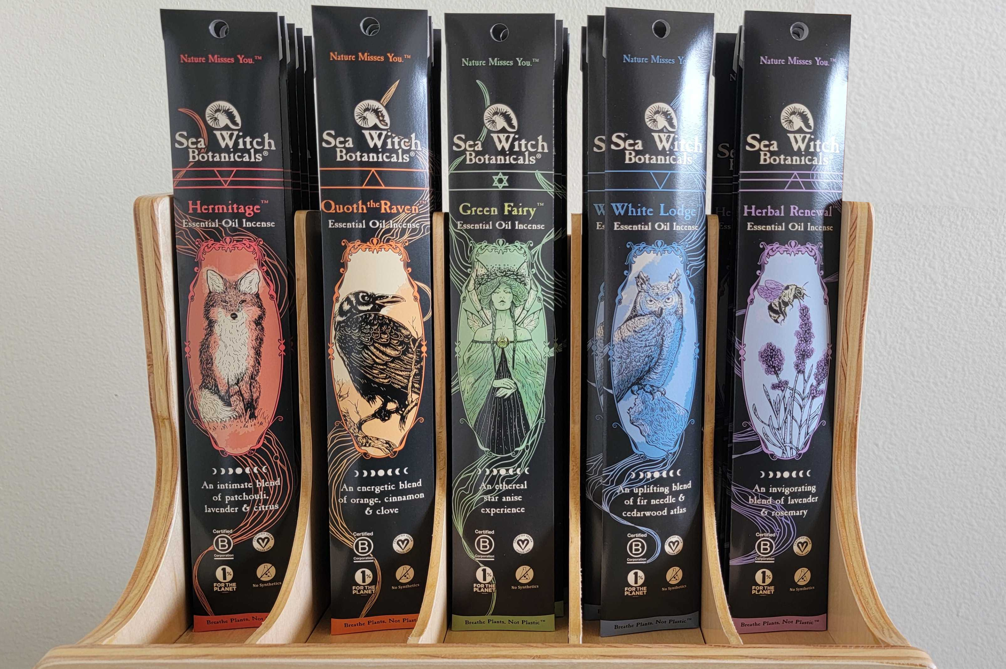 5 Slot Tall Wood Display for Incense