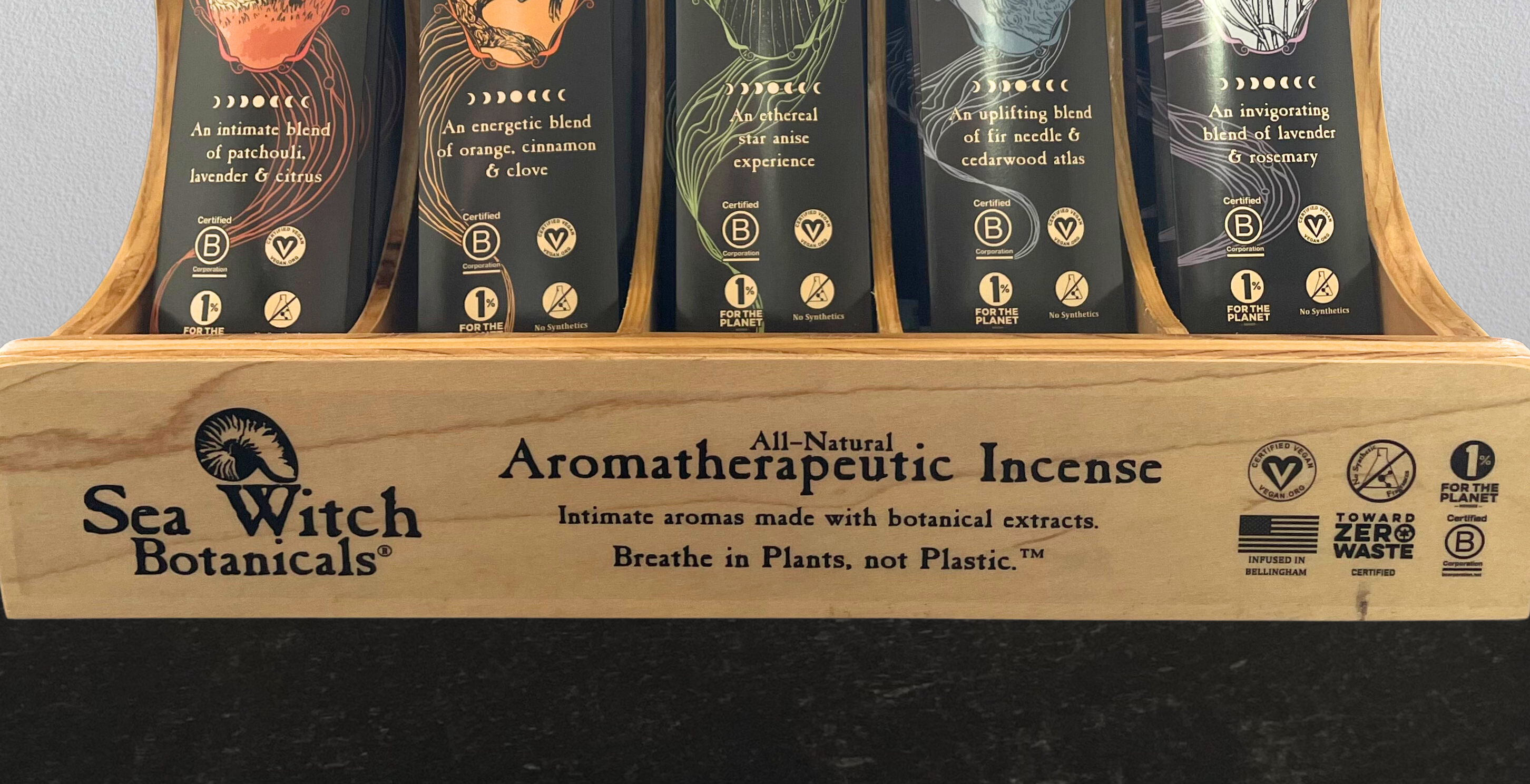 5 Slot Tall Wood Display for Incense