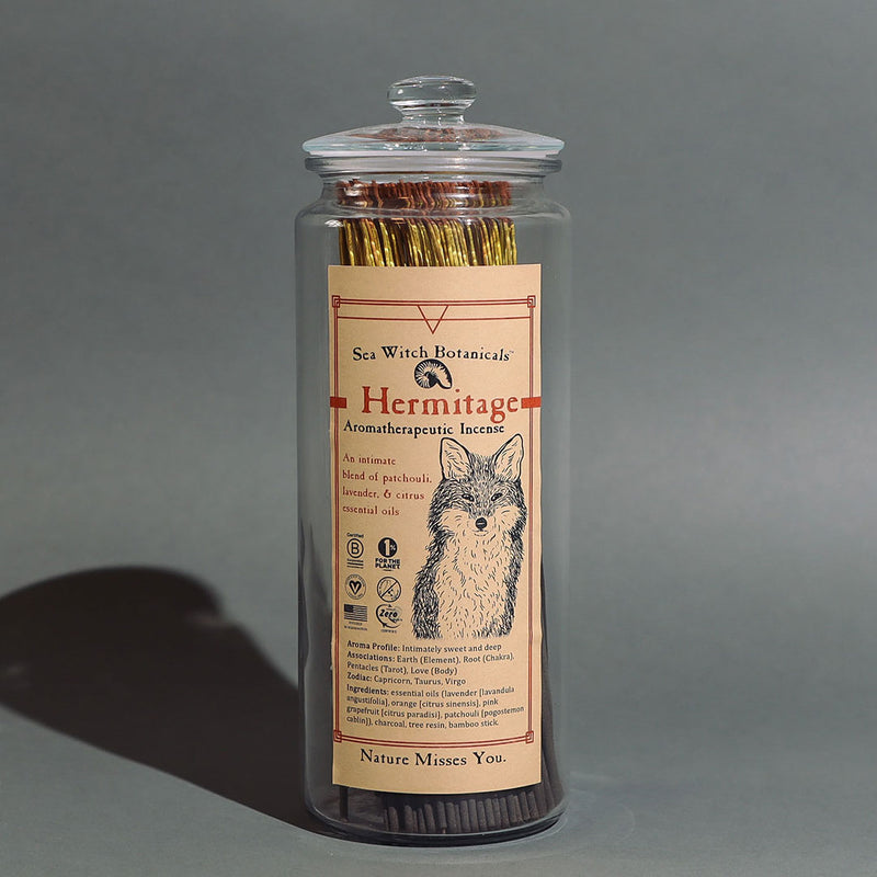 Bulk Incense: Branded Glass Jar For Hermitage Sticks